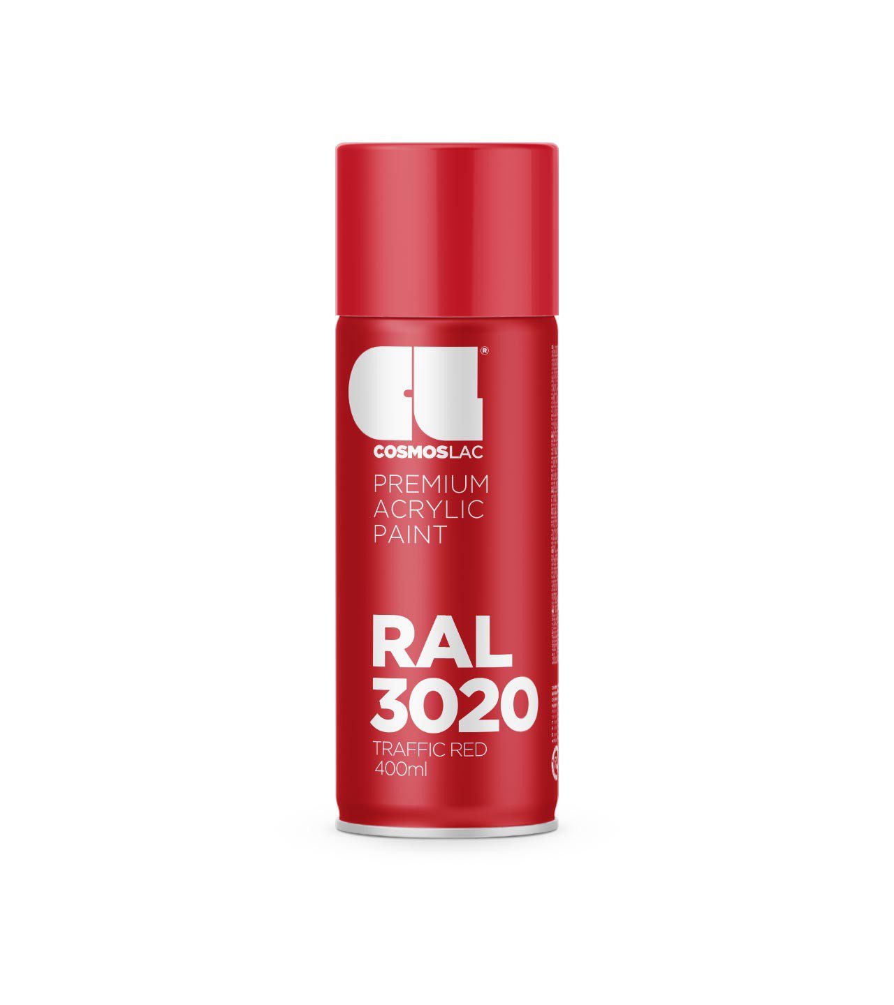 Cosmos Lac Σπρέι Βαφής Premium Acrylic με Μεταλλικό Εφέ Traffic Red RAL 3020